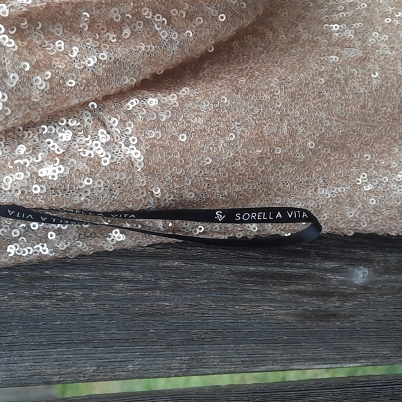 Sorella Vita SV Gold Sequin Dress Low Back Size 10 Gorgeous Gown Bridal Prom - Picture 14 of 16